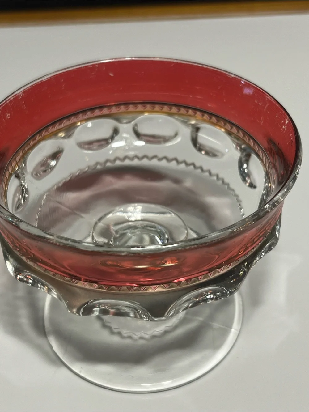 Vintage Tiffin Franciscan King's Crown Ruby Red Flashed sherbet glass